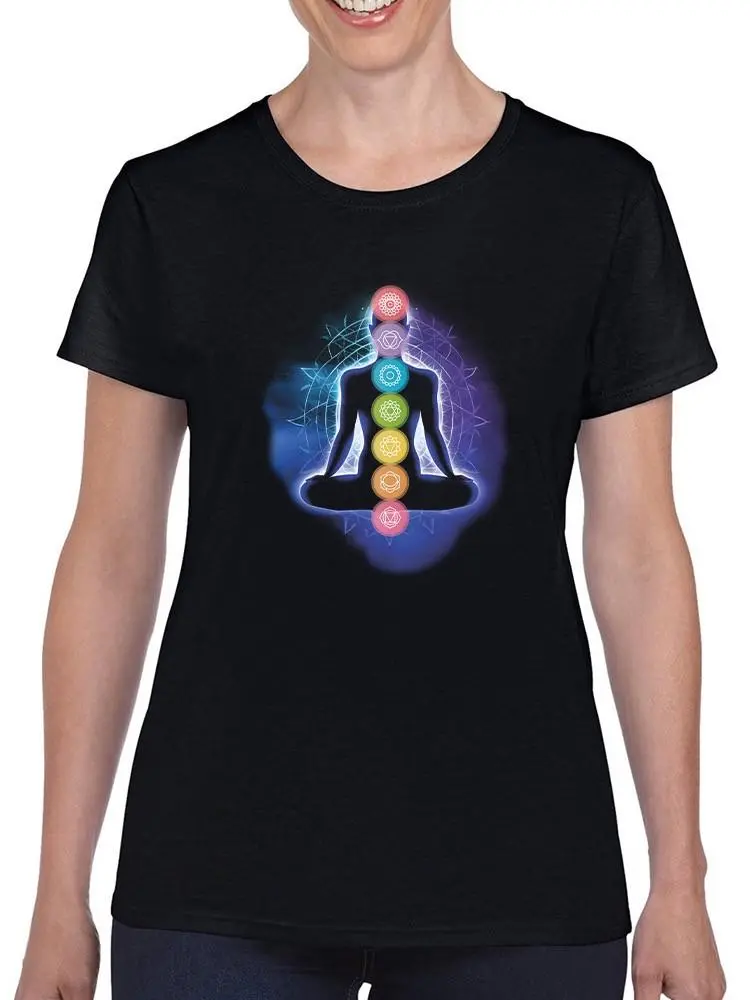 All Seven Chakras Yoga Art T-shirt (Black)